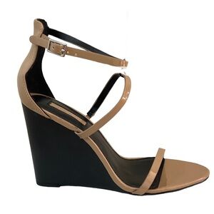NEW Forever 21 Ankle Strap Wedge Heels in Blush Tan